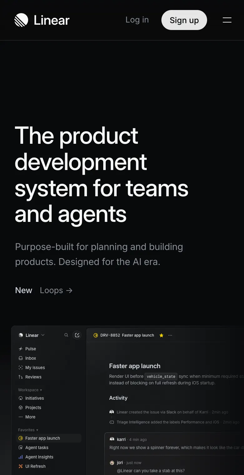 Mobile screenshot of linear.app captured with CaptureWeb